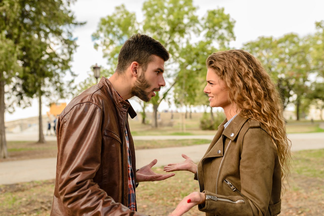 Photo by Vera Arsic: https://www.pexels.com/photo/man-and-woman-wearing-brown-leather-jackets-984950/